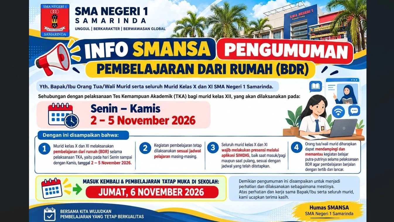 PENGUMUMAN PEMBELAJARAN DARI RUMAH (BDR)