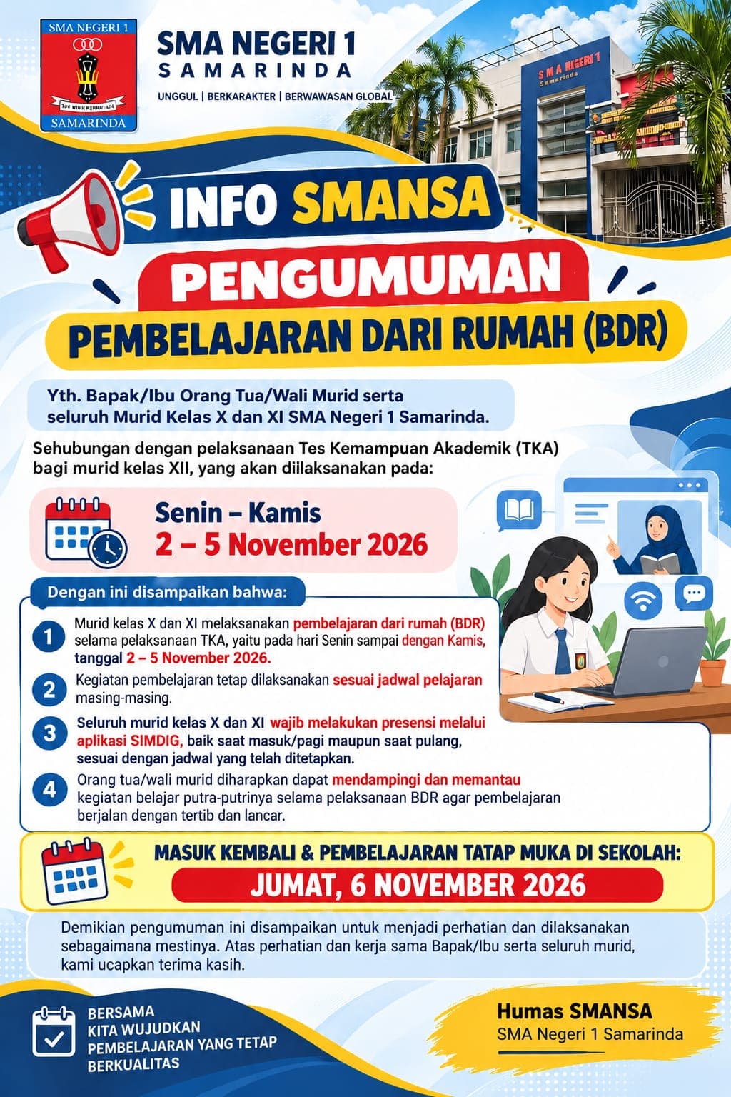 PENGUMUMAN PEMBELAJARAN DARI RUMAH (BDR) — foto 1